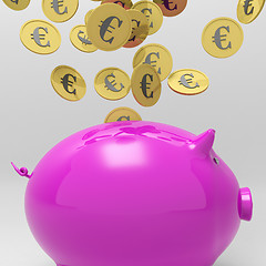 Image showing Coins Entering Piggybank Showing European Loan