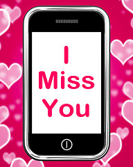 Image showing I Miss You On Phone Means Sad Longing Relationship