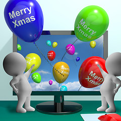 Image showing Balloons With Happy Xmas Showing Online Greeting