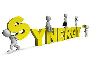 Image showing Synergy Characters Shows Teamwork Collaboration Team Work