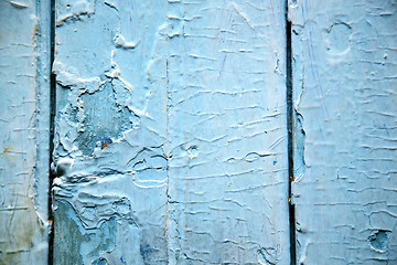 Image showing dirty stripped paint in the blue wood  