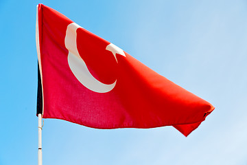 Image showing tunisia  waving flag in the   sky  colour and wave