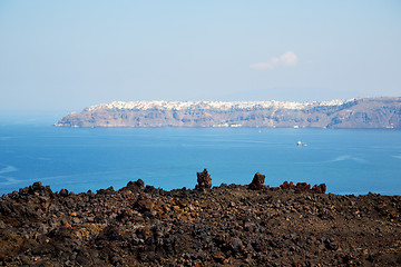 Image showing volcanic land in europe santorini greece sky 