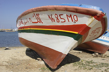 Image showing Fishingboat in the harbour of Monastir