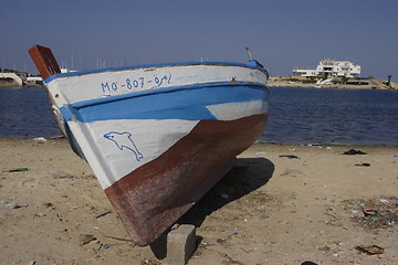 Image showing Fishingboat in the harbour of Monastir