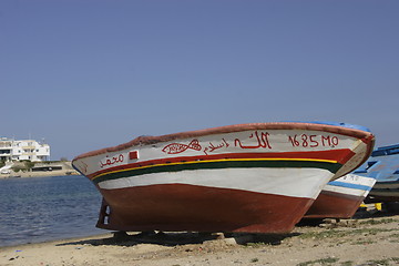 Image showing Fishingboat in the harbour of Monastir