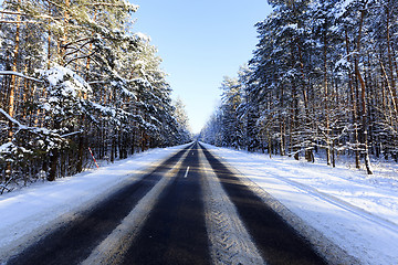 Image showing winter road .  snow