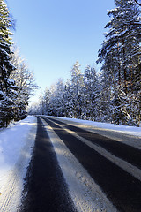 Image showing winter road  . track.