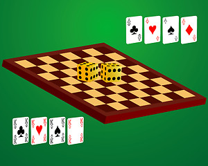 Image showing chess board playing cards and dice