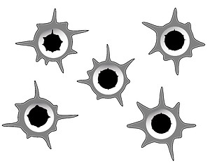 Image showing different bullet holes