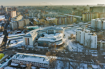 Image showing Bird eye view on high comprehensive school. Tyumen