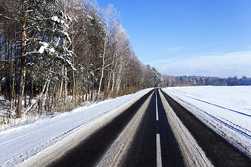 Image showing winter road.  track.