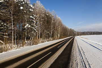 Image showing winter road . snow