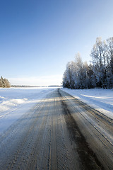 Image showing winter road  . track.