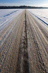 Image showing winter road .  snow