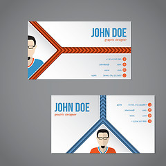 Image showing Blue orange color business card with arrow stripes