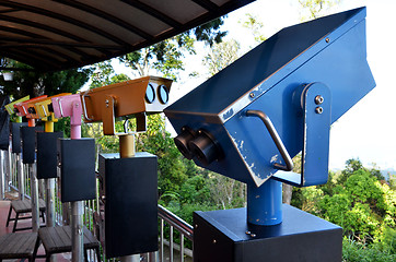 Image showing Colorful telescope viewer at Penang Hills
