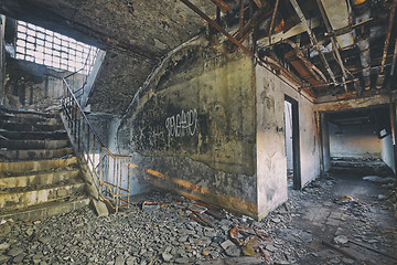 Image showing Old abandoned ruin factory damage building