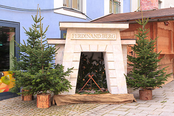 Image showing Berchtesgaden, Germany, Bavaria 11.29.2015: Monument of the oldest active salt mine in Germany during the Advent Market in Berchtesgaden