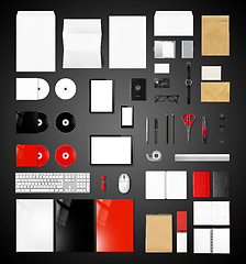 Image showing Products branding mockup template, black background