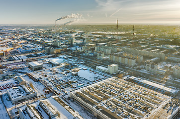 Image showing Residential district with TV towers. Tyumen.Russia