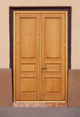 Image showing Beautiful contemporary wooden door