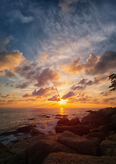 Image showing Dramatic golden blue sunrise