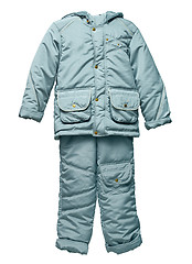 Image showing Childs gray winter jacket and pants with hood