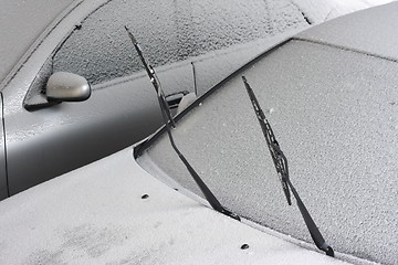 Image showing Cars covered with snow