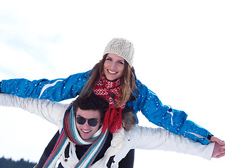 Image showing romantic young couple on winter vacation