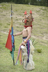 Image showing Man in mask celebrating solstice holiday. 