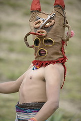 Image showing Man in mask celebrating solstice holiday. 