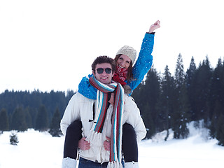 Image showing romantic young couple on winter vacation