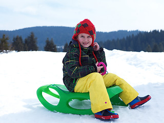 Image showing happy young boy have fun on winter vacatioin on fresh snow