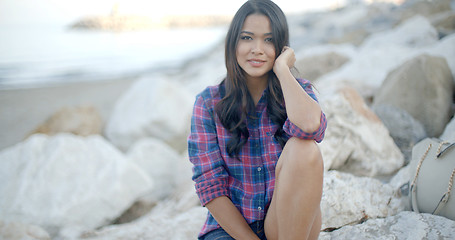 Image showing Woman Relaxing In Summer Day