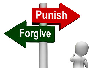 Image showing Punish Forgive Signpost Shows Punishment or Forgiveness