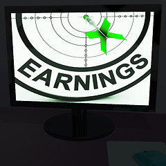 Image showing Earnings On Monitor Showing Profitable Incomes