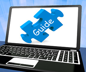 Image showing Guide Laptop Shows Assistance Instructions Or Guidance