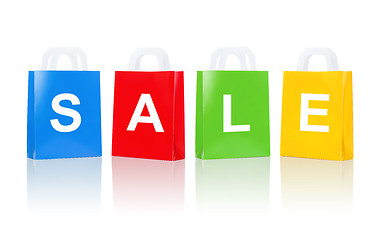 Image showing many colorful shopping bags with sale word