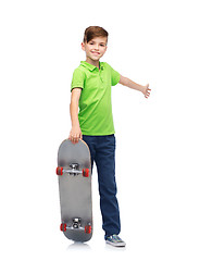 Image showing happy boy with skateboard