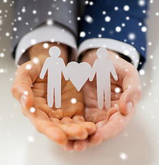 Image showing close up of happy male gay couple with love symbol