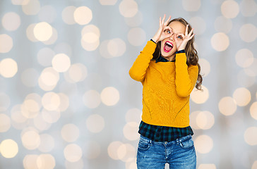 Image showing happy young woman or teen girl having fun