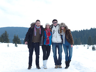 Image showing group of friends have fun and relaxing on winter vacation