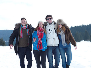 Image showing group of friends have fun and relaxing on winter vacation