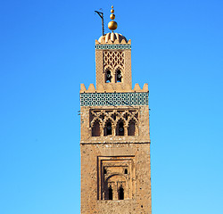 Image showing history in maroc africa  minaret religion and the blue     sky