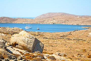 Image showing temple  in delos greece the historycal acropolis and 