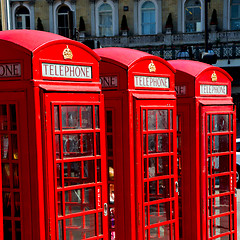 Image showing telephone in england london obsolete box classic british icon