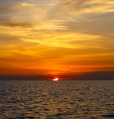 Image showing sunrise boat  and sea in thailand kho   south china sea