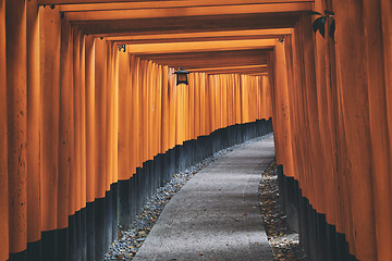 Image showing Fushimi Inari Shrine Torii in kyoto Japan