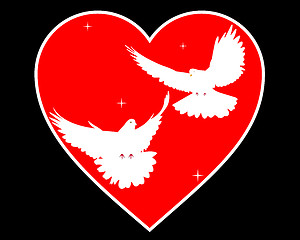 Image showing doves in heart